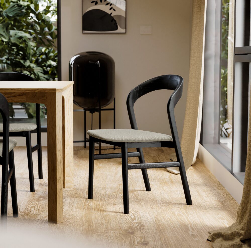 Tempo Dining Chair - Fabric Seat - Black - Image 2