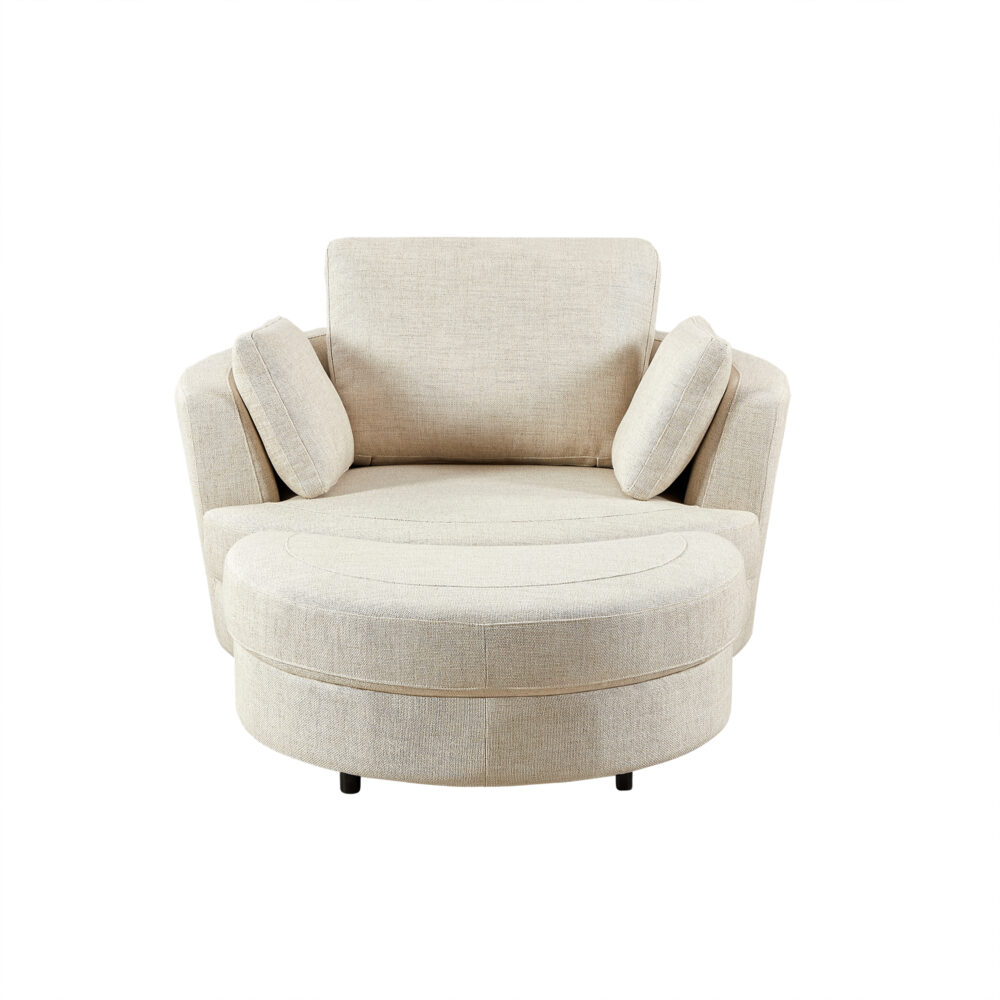Cuddle Swivel Chair in Astral Almond Fabric - Image 15