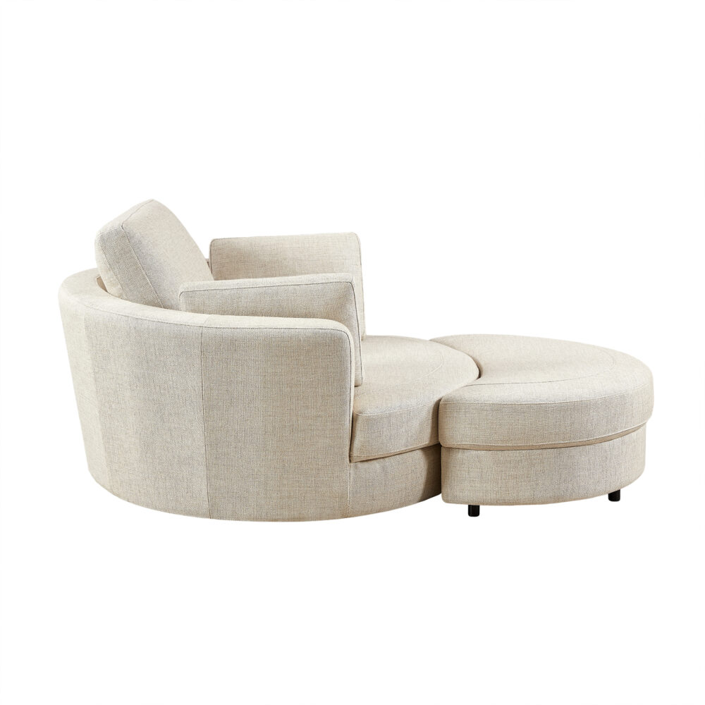 Cuddle Swivel Chair & Ottoman in Astral Almond Fabric - Image 3
