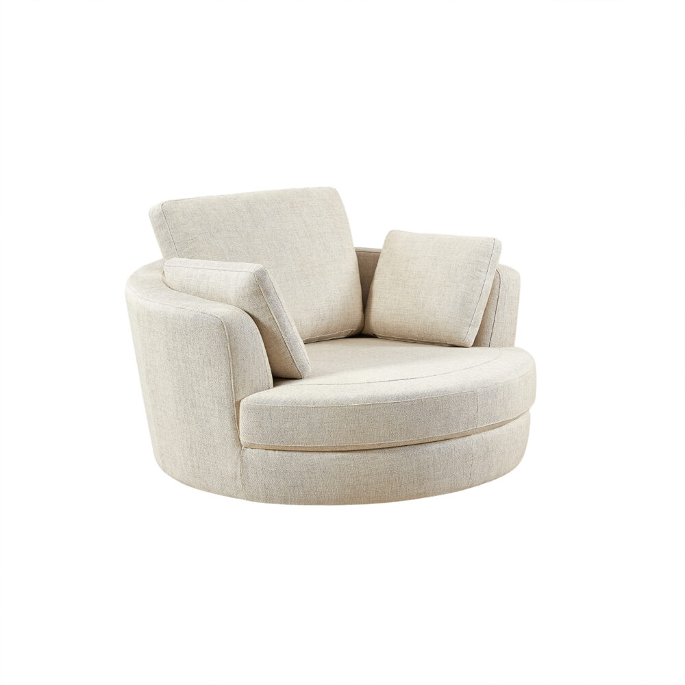 Cuddle Swivel Chair & Ottoman in Astral Almond Fabric - Image 11