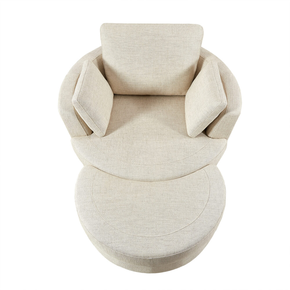 Cuddle Swivel Chair & Ottoman in Astral Almond Fabric - Image 4