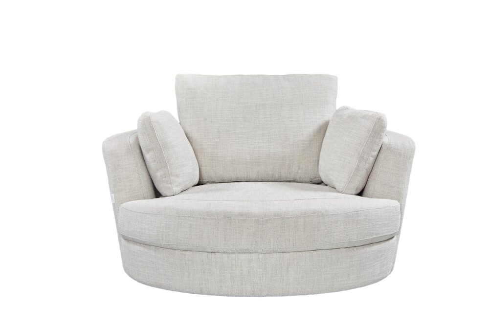 Cuddle Swivel Chair in Byron Almond Fabric - Image 3