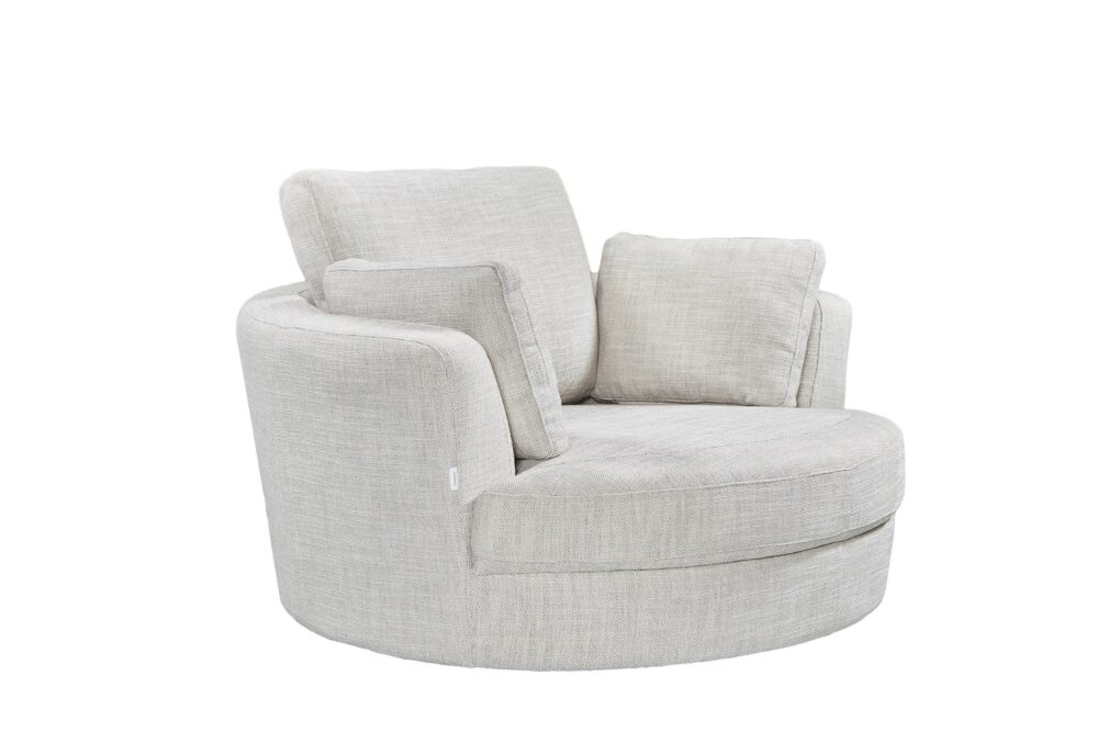 Cuddle Swivel Chair in Byron Almond Fabric - Image 4