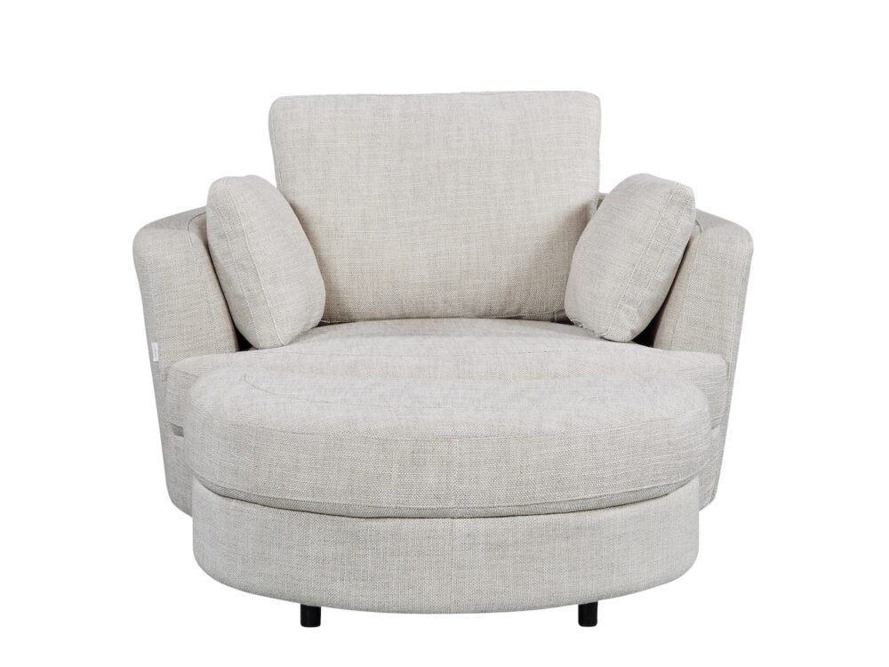 Cuddle Swivel Chair & Ottoman in Byron Almond Fabric - Image 4
