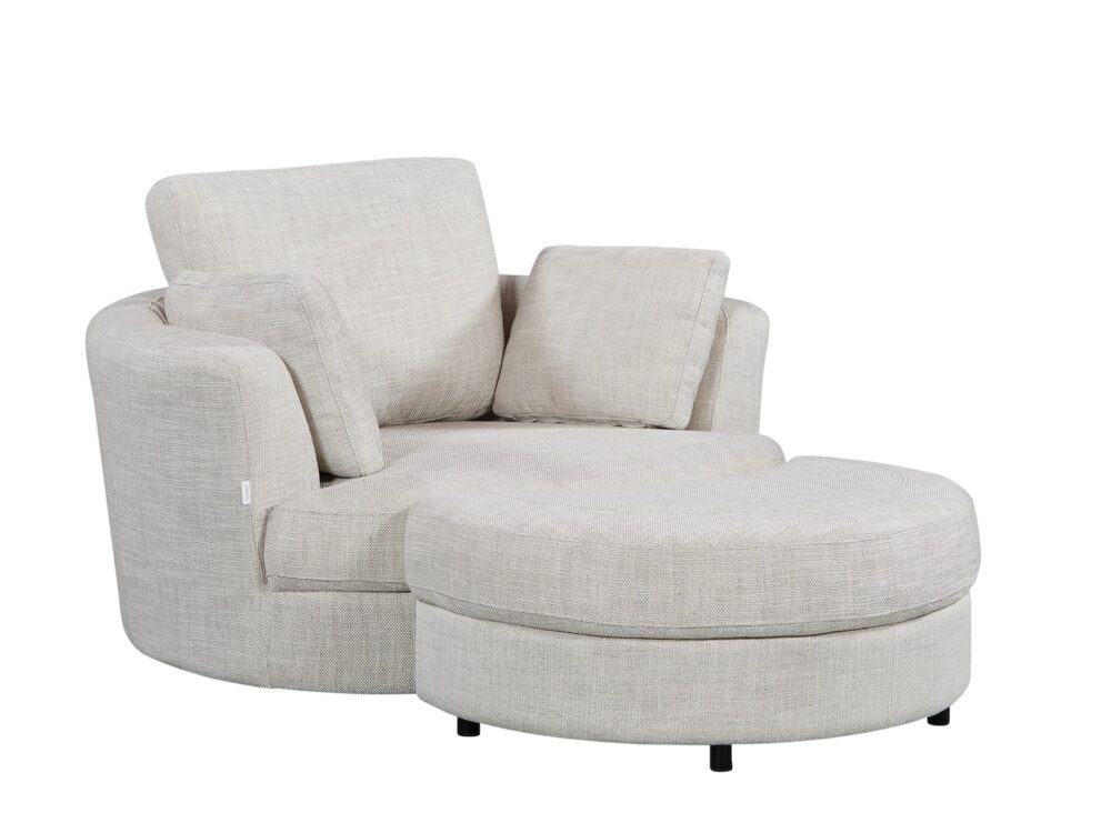 Cuddle Swivel Chair & Ottoman in Byron Almond Fabric - Image 2