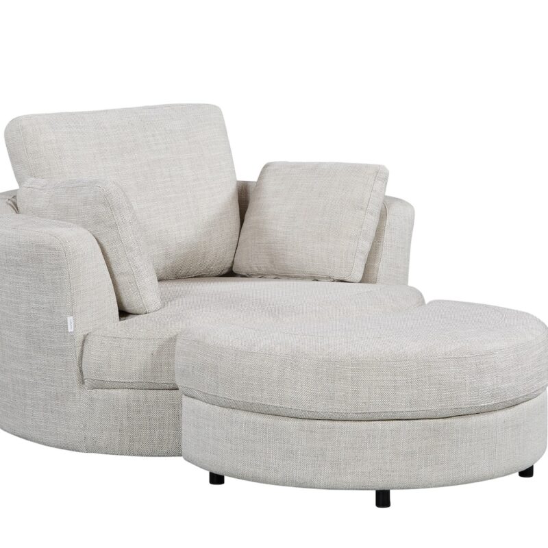 Alternative view of Cuddle Swivel Chair & Ottoman in Byron Almond Fabric