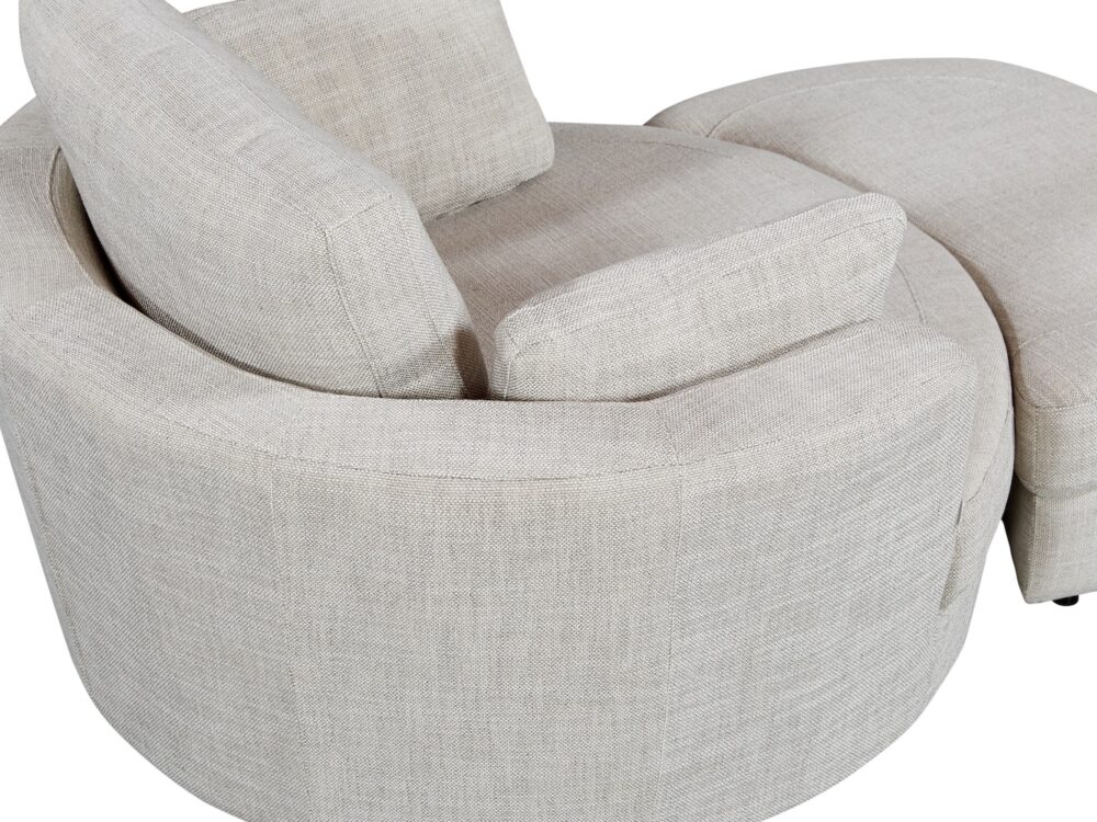 Cuddle Swivel Chair in Byron Almond Fabric - Image 9