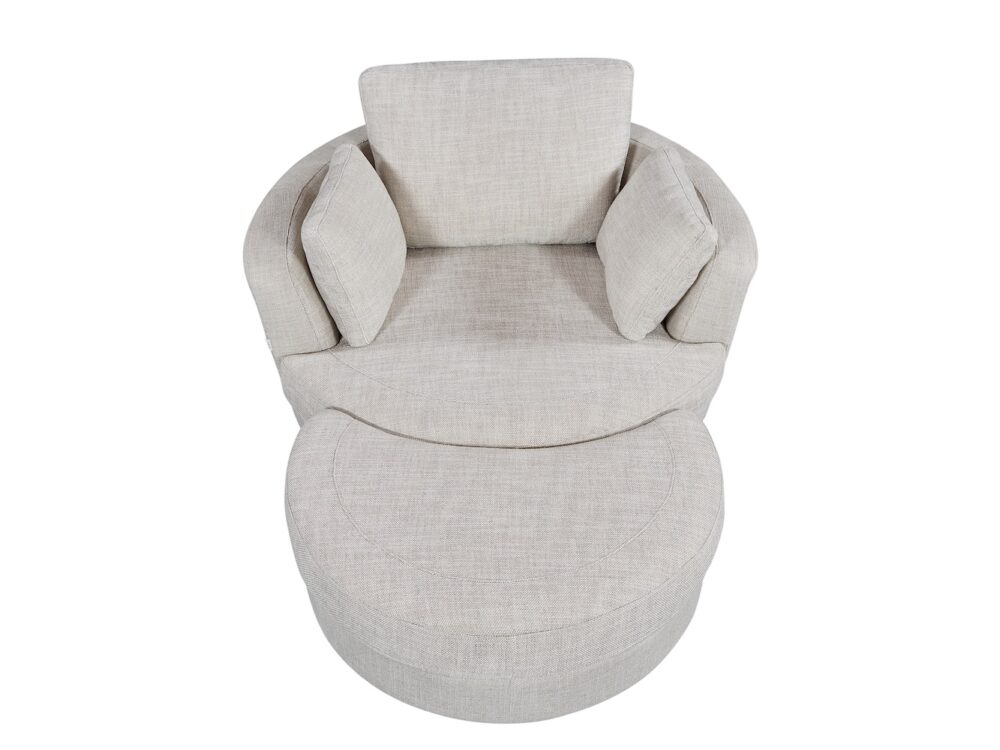 Cuddle Swivel Chair & Ottoman in Byron Almond Fabric - Image 5