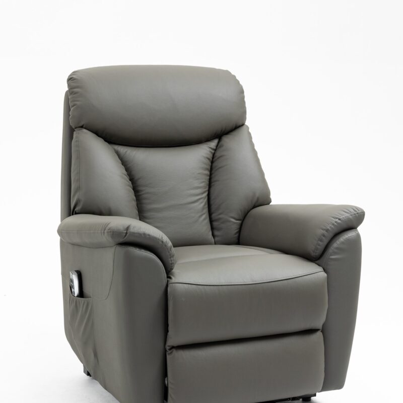 Ohio Dual Motor Lift Chair in Leather Dark Grey