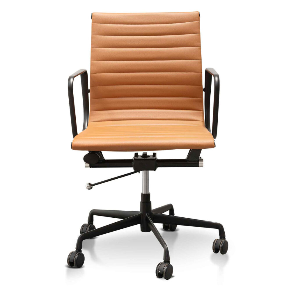 Floyd Low Back Office Chair - Saddle Tan in Black Frame - Image 2