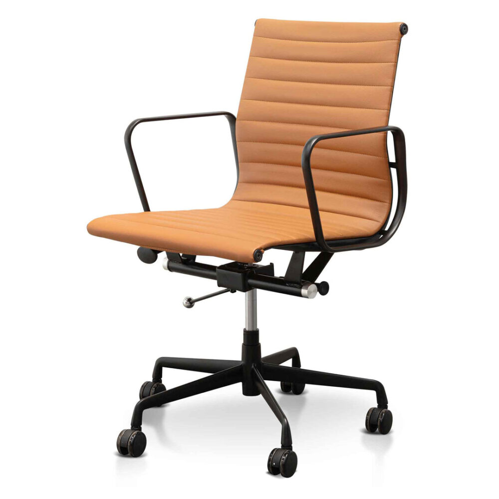 Floyd Low Back Office Chair - Saddle Tan in Black Frame