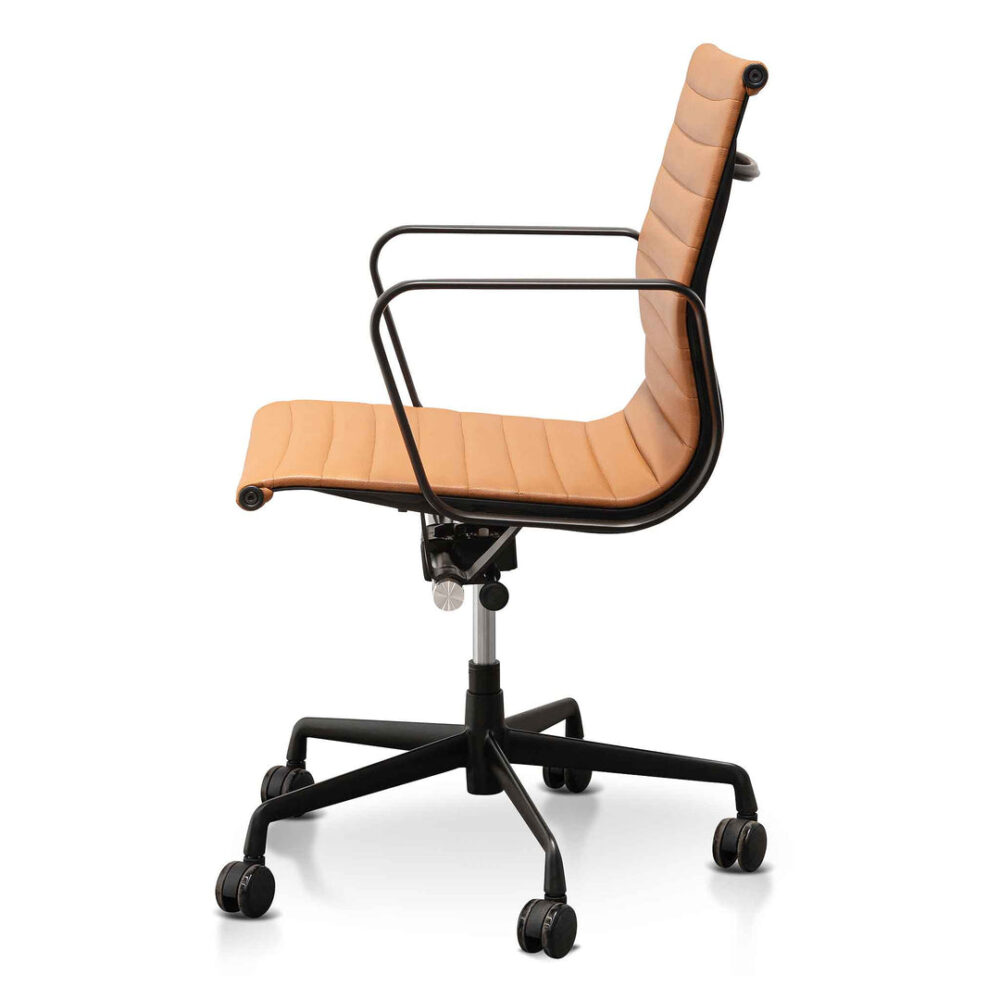 Floyd Low Back Office Chair - Saddle Tan in Black Frame - Image 3