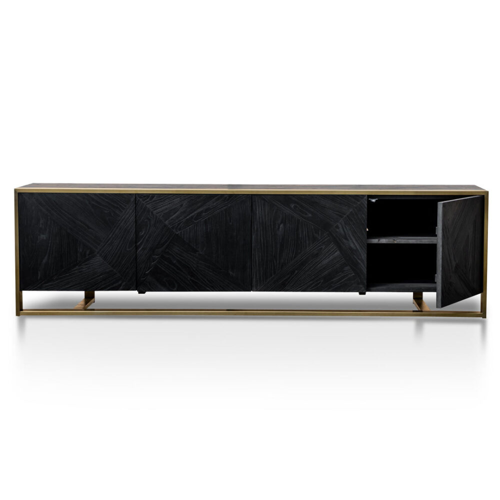 Nicole 2.2m Wooden TV Entertainment Unit - Black - Image 3