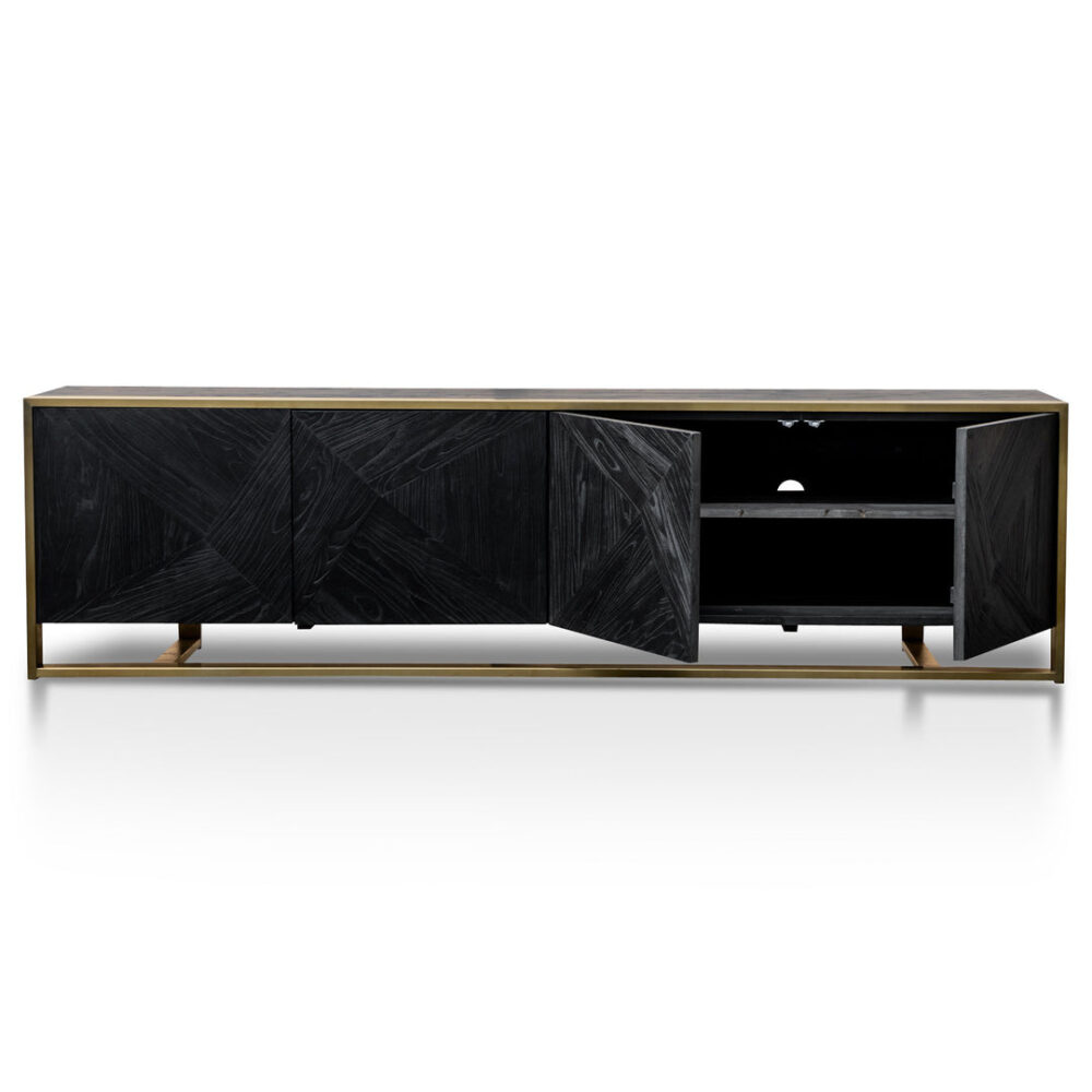 Nicole 2.2m Wooden TV Entertainment Unit - Black - Image 4