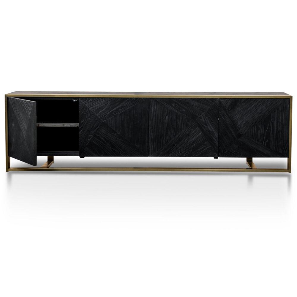 Nicole 2.2m Wooden TV Entertainment Unit - Black - Image 5