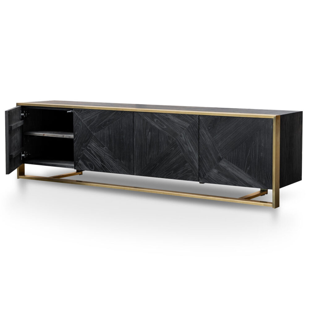Nicole 2.2m Wooden TV Entertainment Unit - Black - Image 7