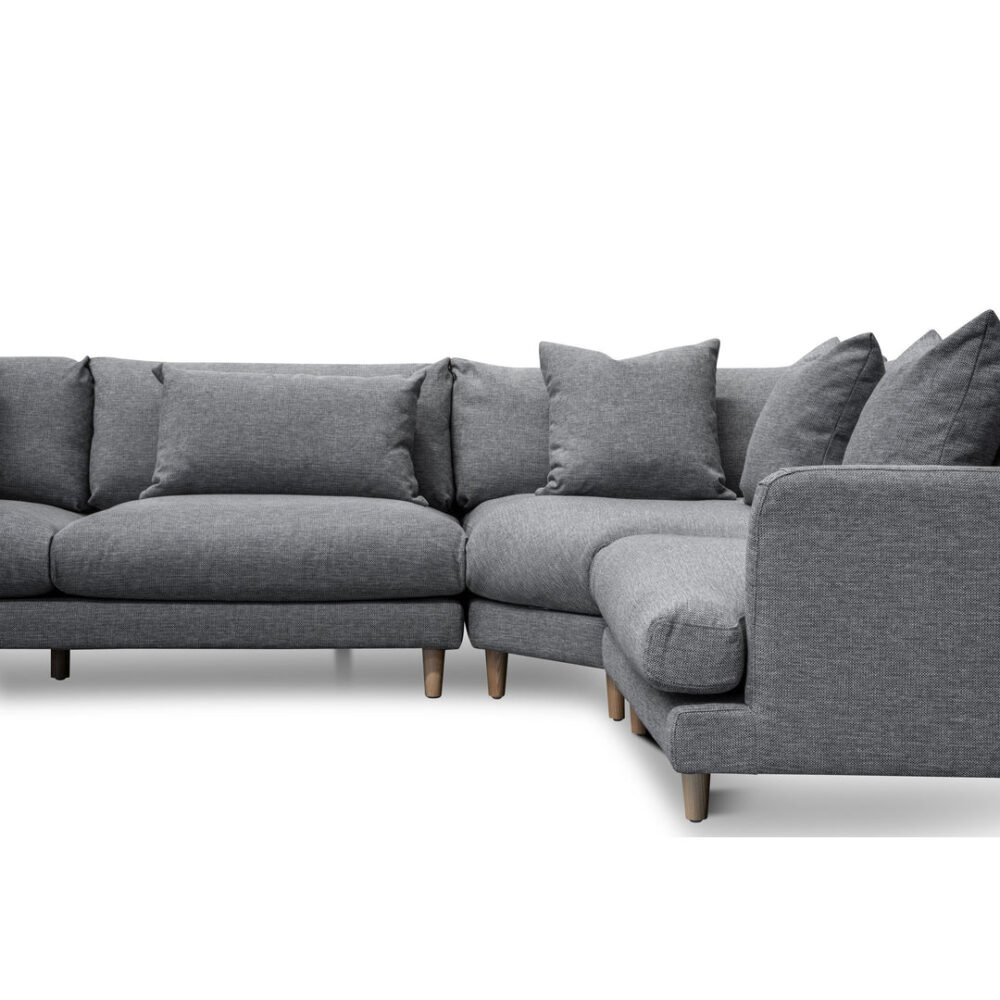 Della Right Return Modular Fabric Sofa - Graphite Grey - Image 11