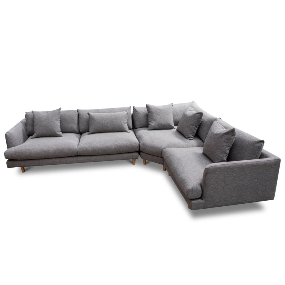 Della Right Return Modular Fabric Sofa - Graphite Grey - Image 13