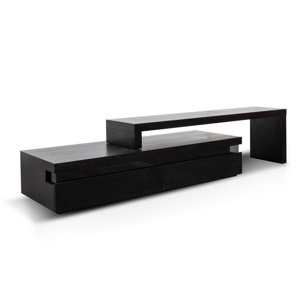 Maze 1.7-2.8m Lowline Wooden TV Entertainment Unit - Black - Image 3