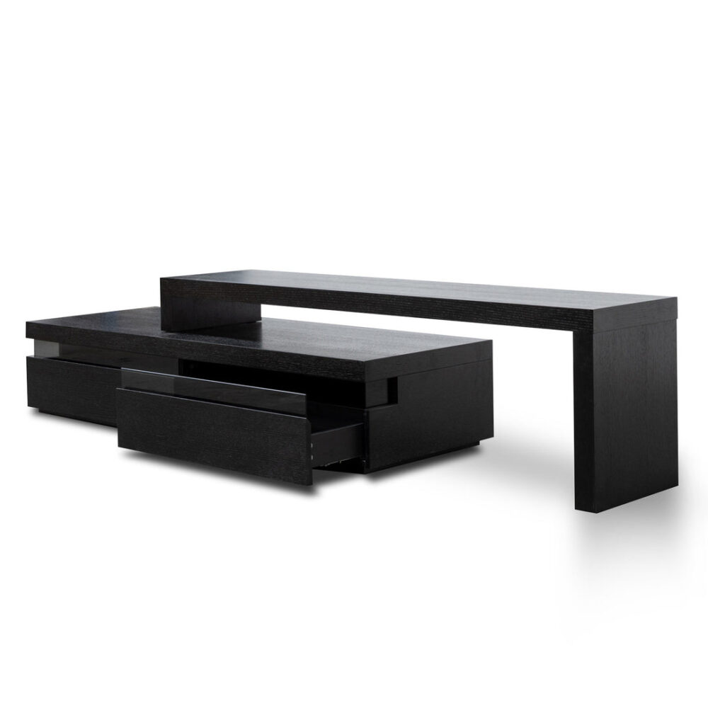 Maze 1.7-2.8m Lowline Wooden TV Entertainment Unit - Black - Image 7