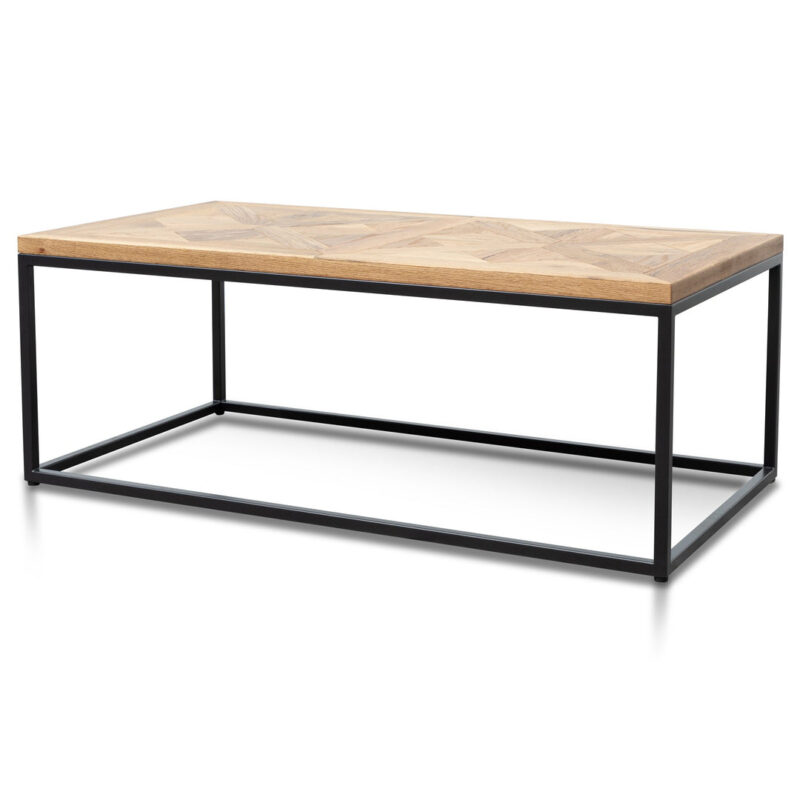 Percy 114cm Coffee Table - European Knotty Oak and Peppercorn