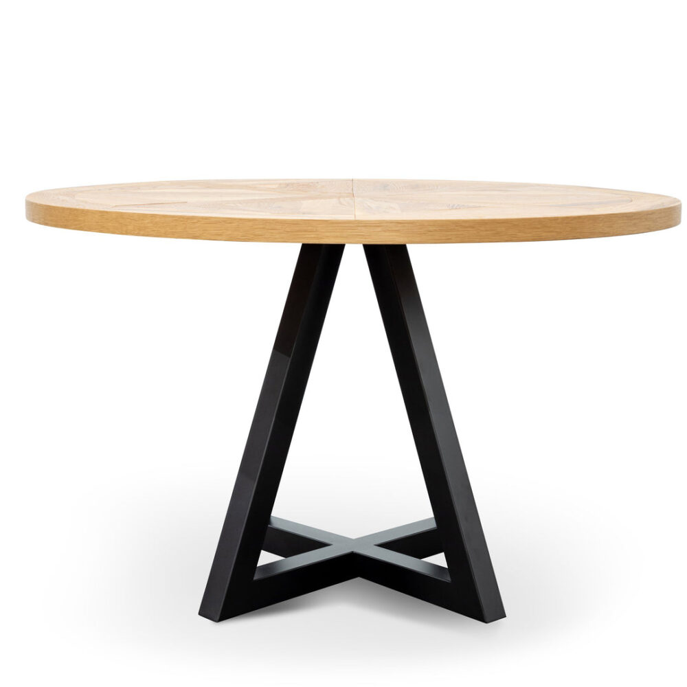 Percy 125cm Round Dining Table - European Knotty Oak and Peppercorn