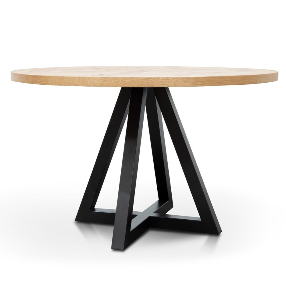 Percy 125cm Round Dining Table - European Knotty Oak and Peppercorn - Image 2