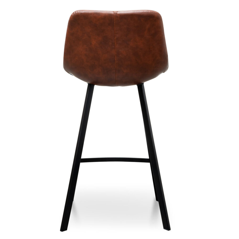 Set Of 2 - Duke 65cm Bar Stool - Cinnamon Brown PU Leather - Image 5
