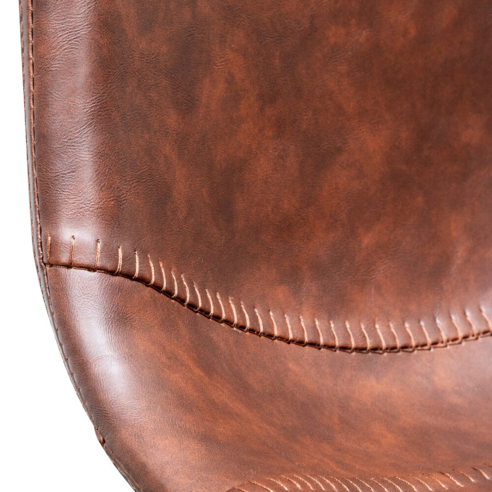 Set Of 2 - Duke 65cm Bar Stool - Cinnamon Brown PU Leather - Image 9