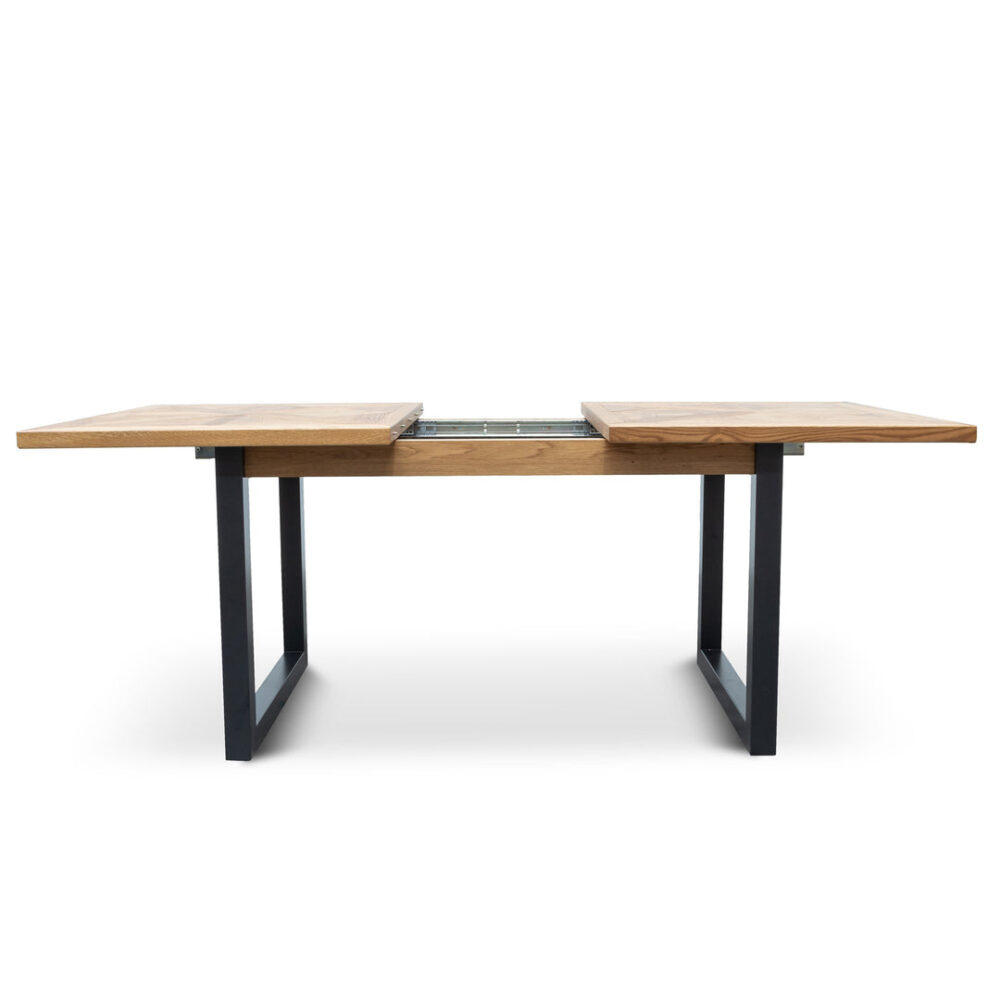 Percy 4-6 Seater Extendable Dining Table - European Knotty Oak and Peppercorn - Image 8