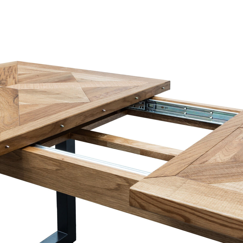 Percy 4-6 Seater Extendable Dining Table - European Knotty Oak and Peppercorn - Image 12