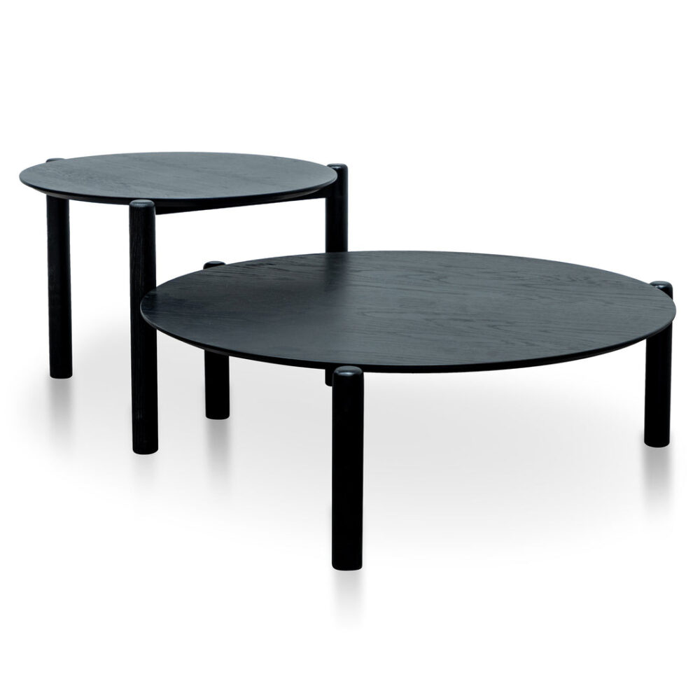 Nest Of Holloway Wooden Round Coffee Table - Black