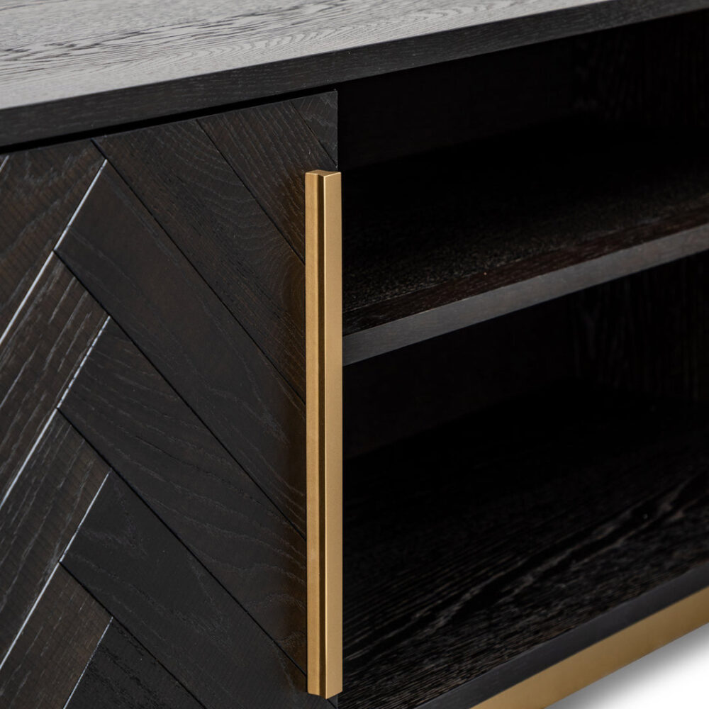 Wilma Wide 180cm Wooden Sideboard - Peppercorn and Brass - Image 8