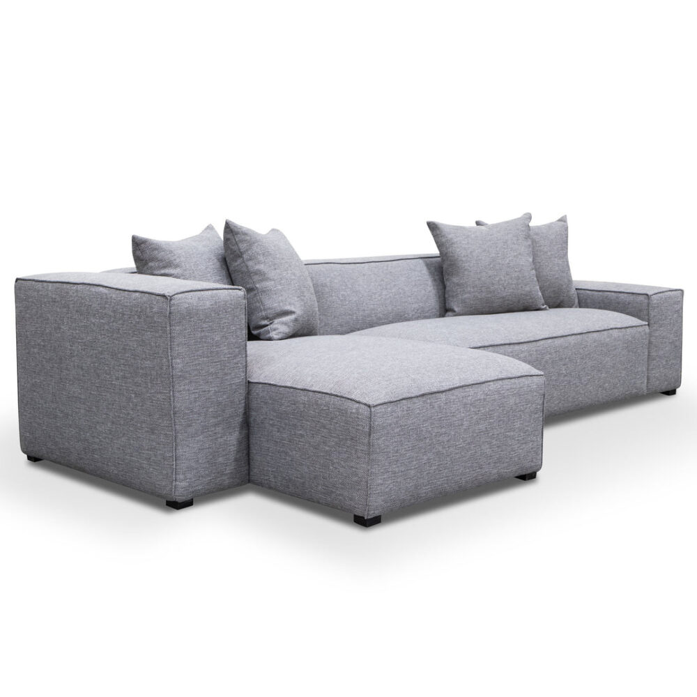 Casey 3 Seater Left Chaise Fabric Sofa - Graphite Grey - Image 2