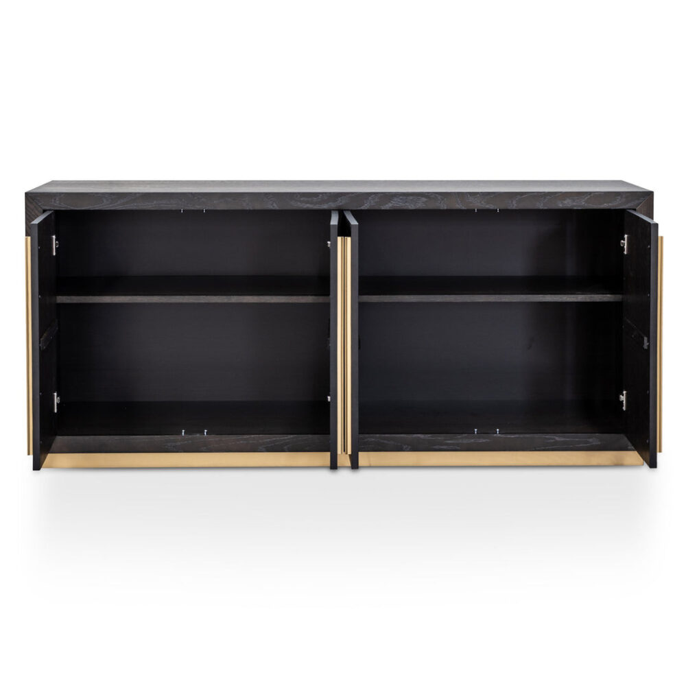 Wilma Wide 180cm Wooden Sideboard - Peppercorn and Brass - Image 6