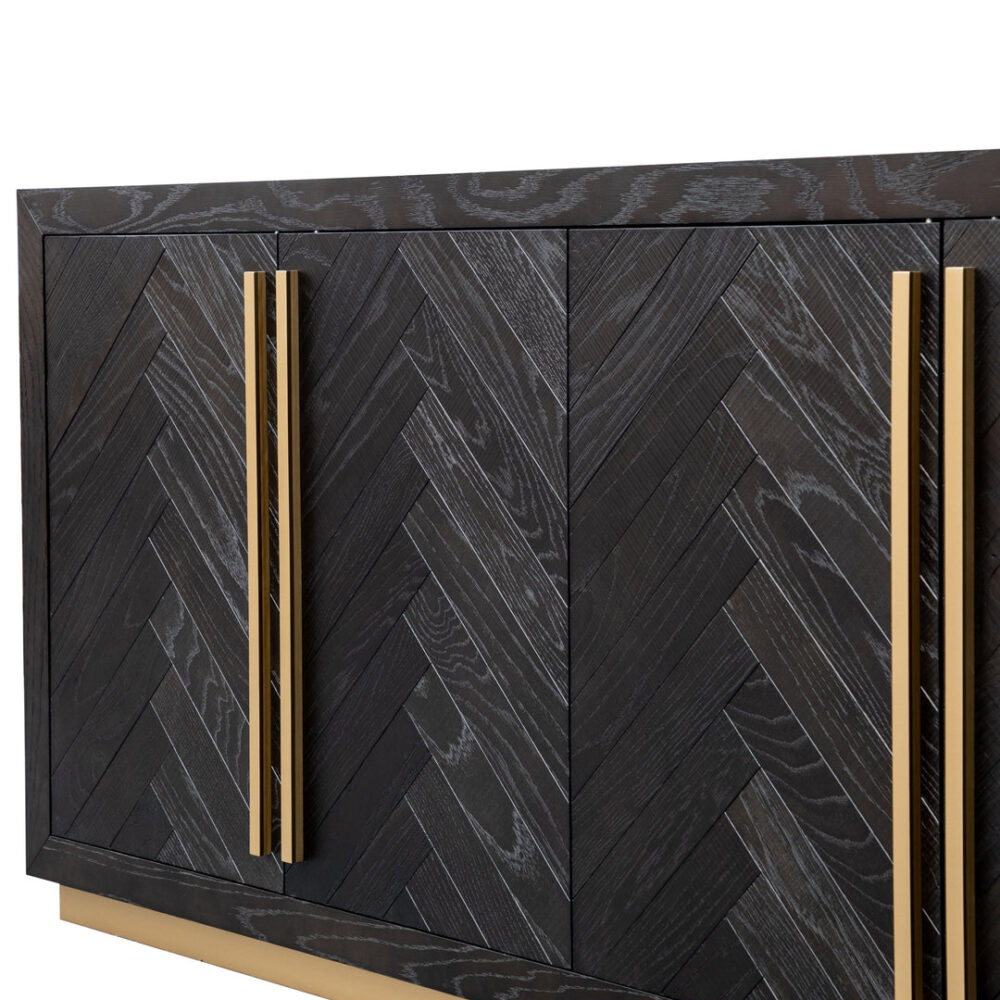 Wilma Wide 180cm Wooden Sideboard - Peppercorn and Brass - Image 7