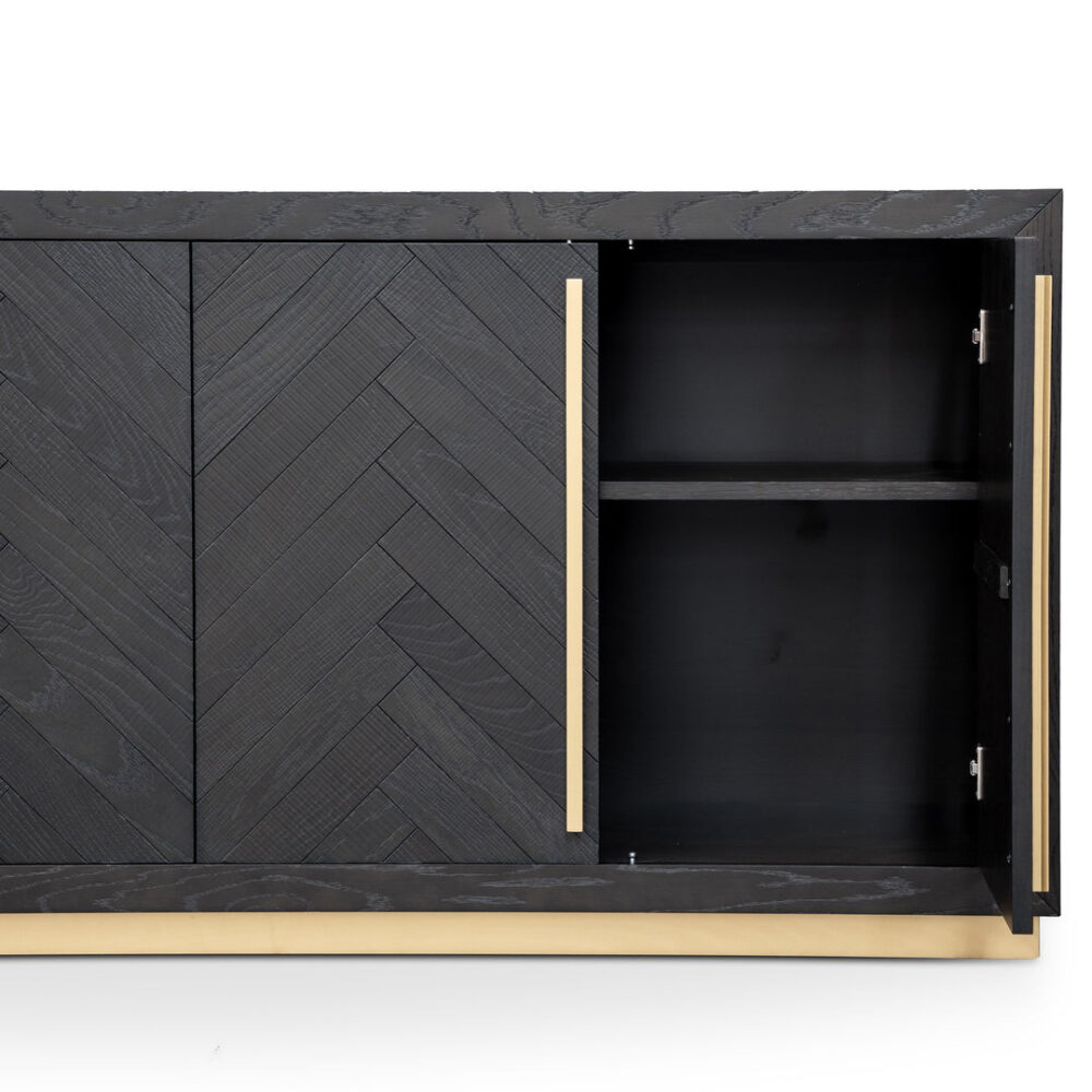 Wilma Wide 180cm Wooden Sideboard - Peppercorn and Brass - Image 9