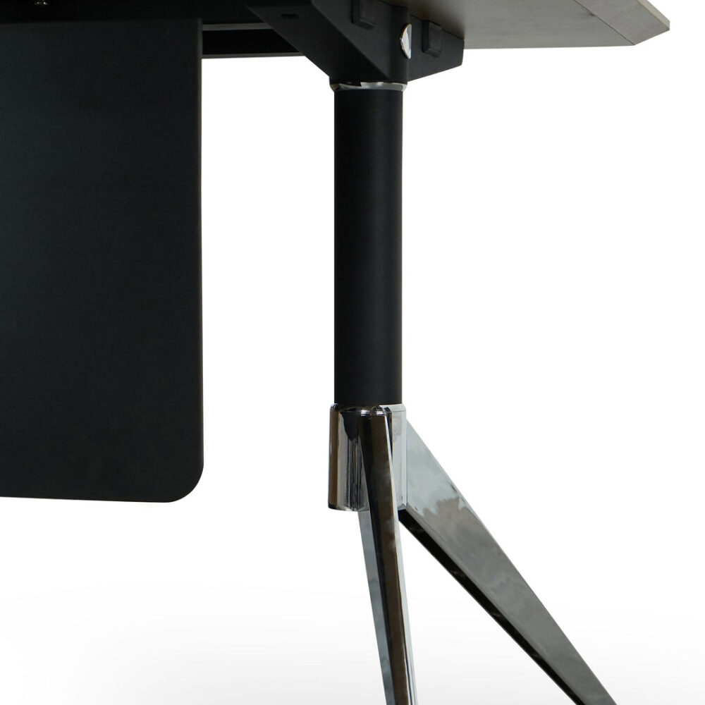 Excel 1.95m Right Return Black Executive Desk - Natural Top and Drawers - Image 7