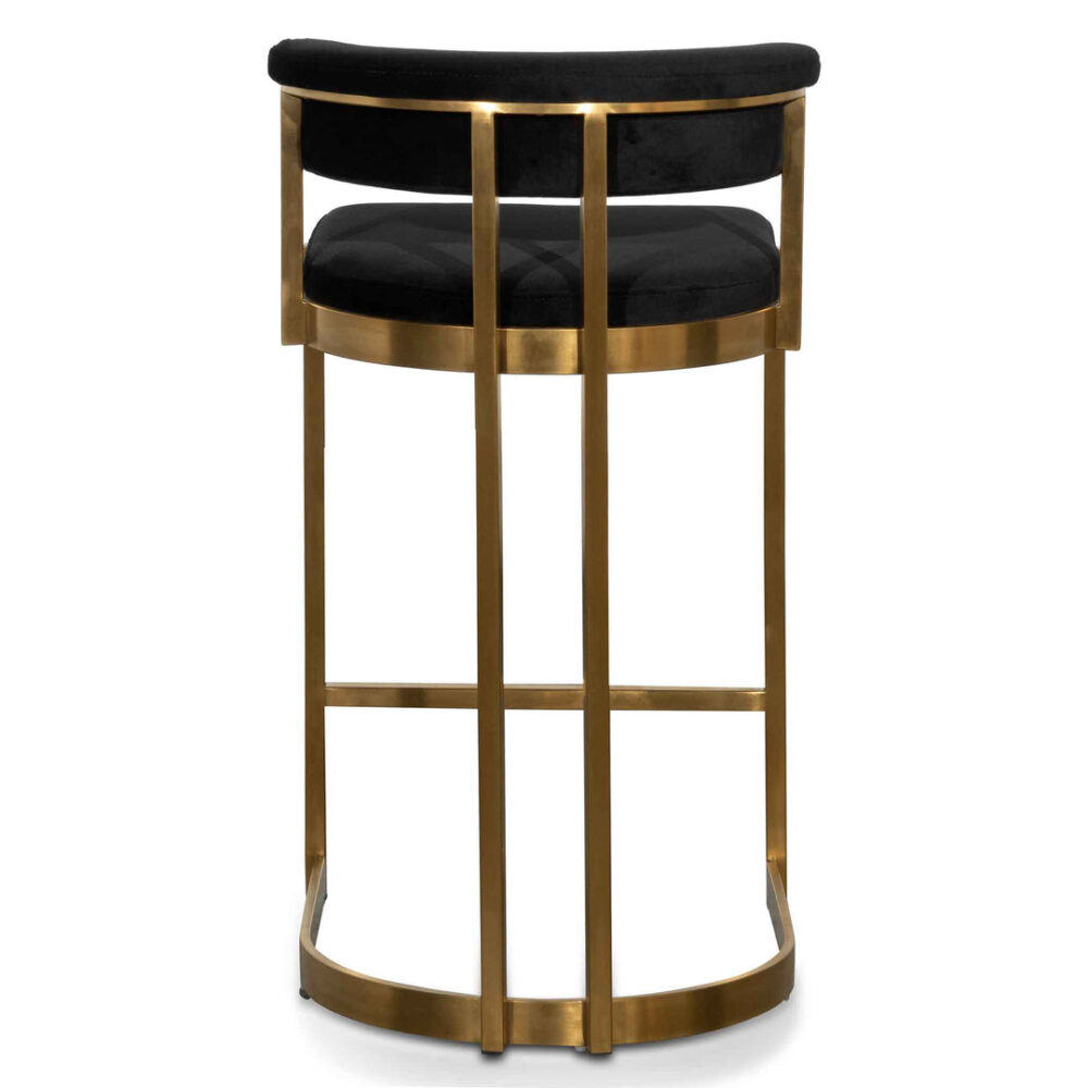 Adela Black Velvet Bar Stool - Golden Base - Image 5