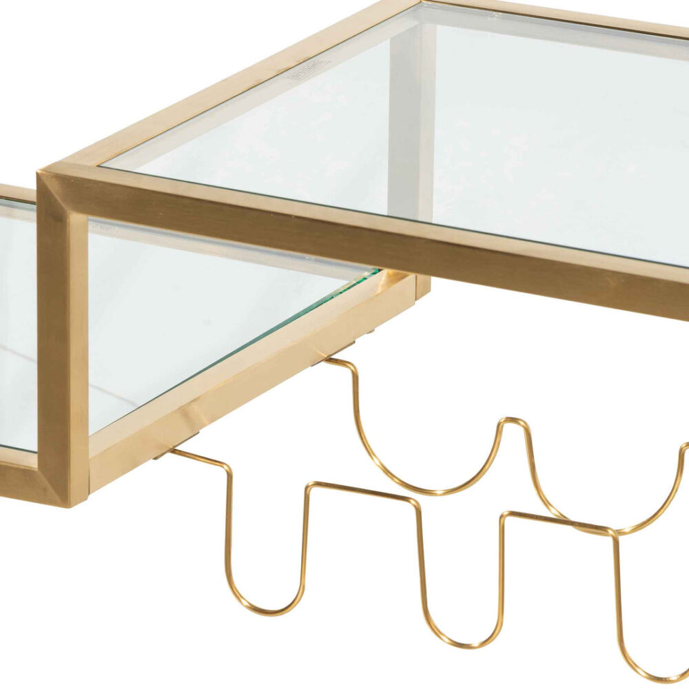 Arden Glass Bar Cart - Brushed Gold Base - Image 4