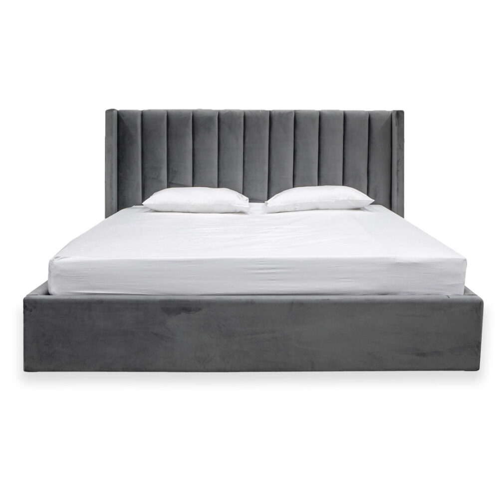 Hillsdale King Bed Frame - Wide Base in Charcoal Velvet - Image 2