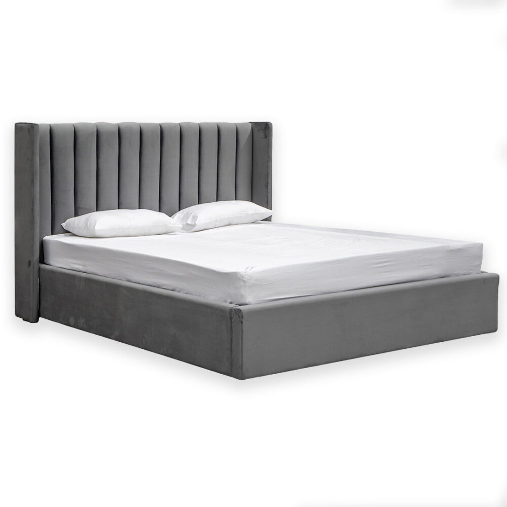 Hillsdale King Bed Frame - Wide Base in Charcoal Velvet - Image 4