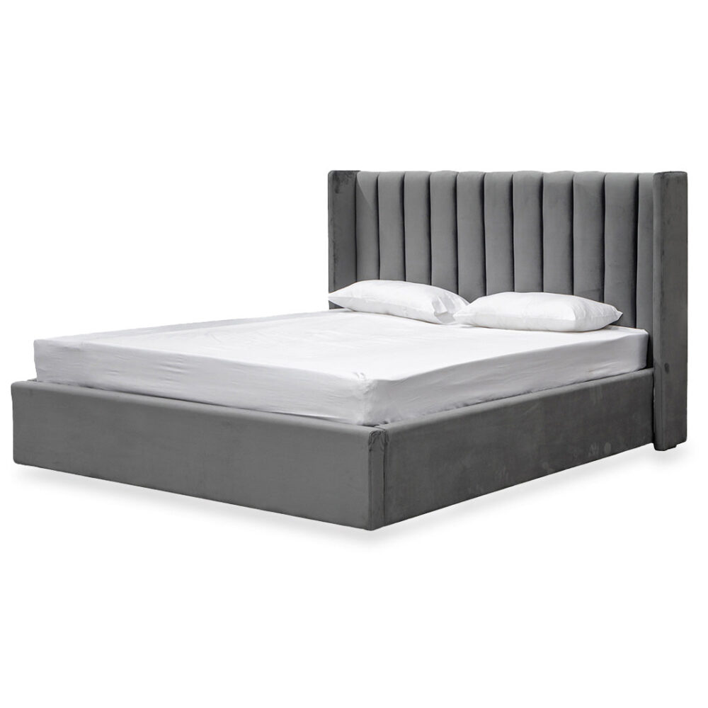 Hillsdale King Bed Frame - Wide Base in Charcoal Velvet