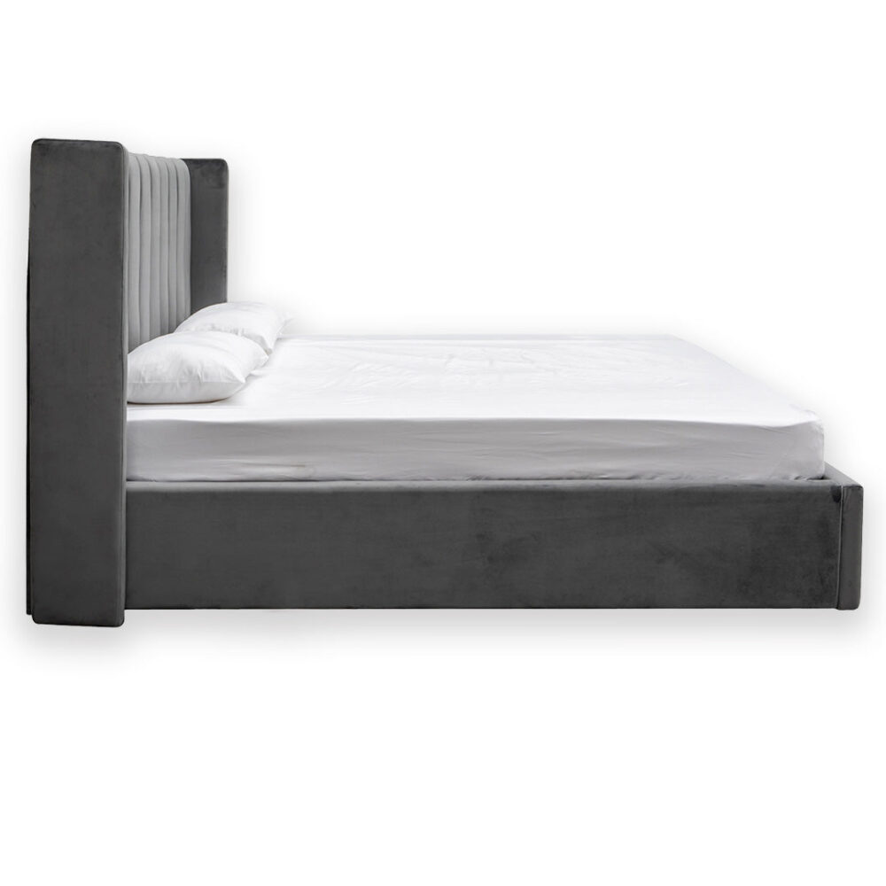Hillsdale King Bed Frame - Wide Base in Charcoal Velvet - Image 3