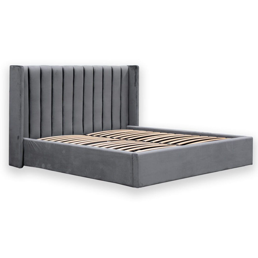 Hillsdale King Bed Frame - Wide Base in Charcoal Velvet - Image 5
