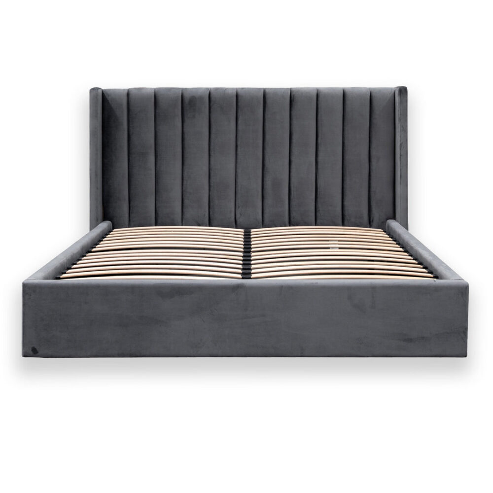 Hillsdale King Bed Frame - Wide Base in Charcoal Velvet - Image 6