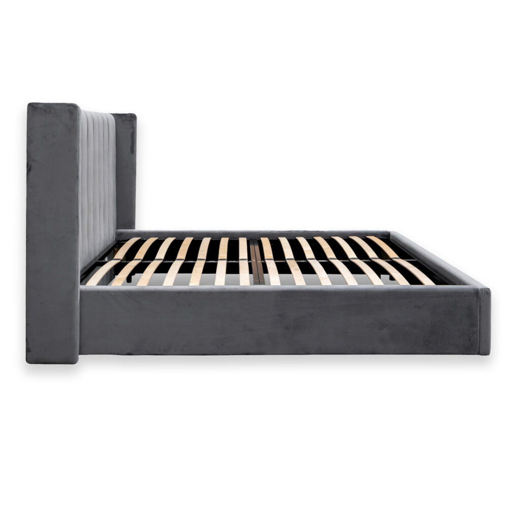 Hillsdale King Bed Frame - Wide Base in Charcoal Velvet - Image 7