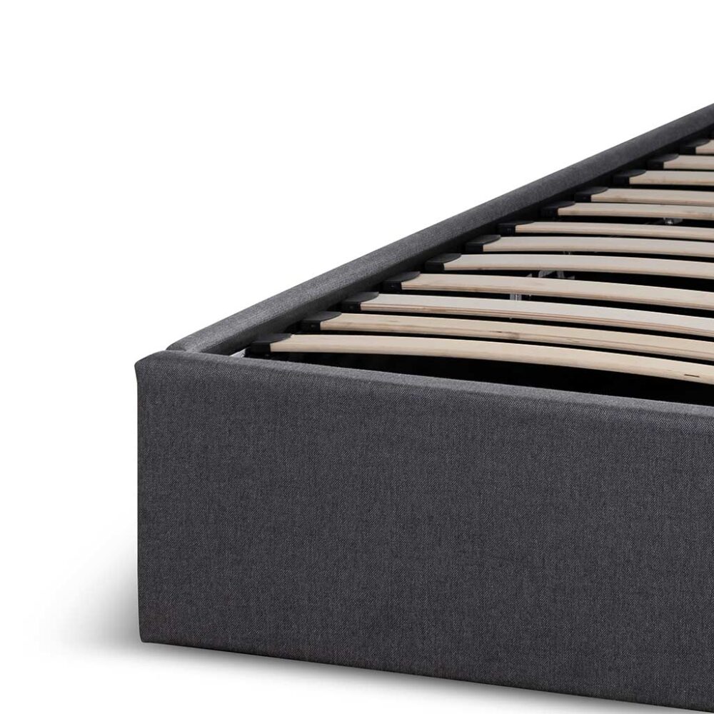 Antonia Fabric Queen Bed Frame - Charcoal Grey with Storage - Image 9