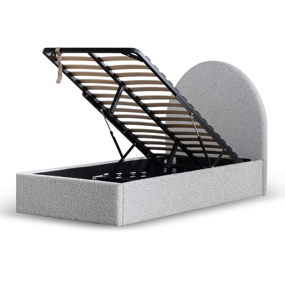 Antonia Single Bed Frame - Pepper Boucle with Storage - Image 3