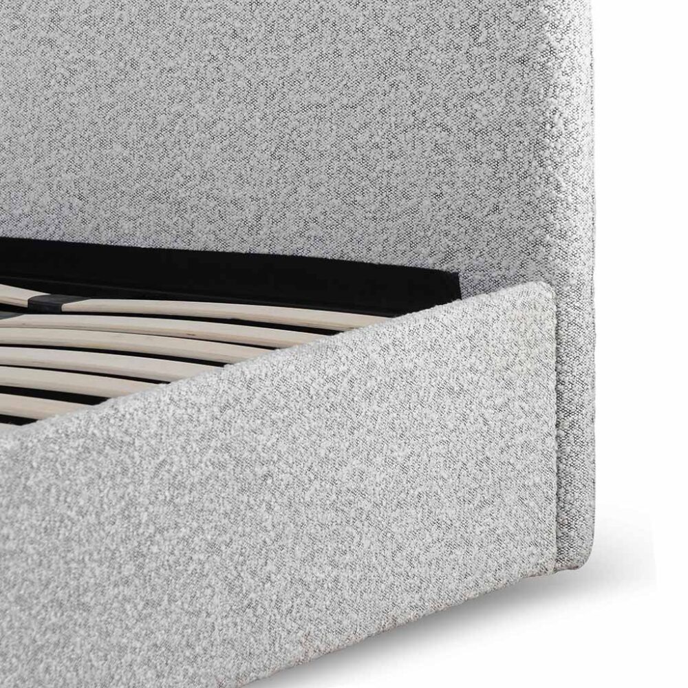 Antonia Single Bed Frame - Pepper Boucle with Storage - Image 9
